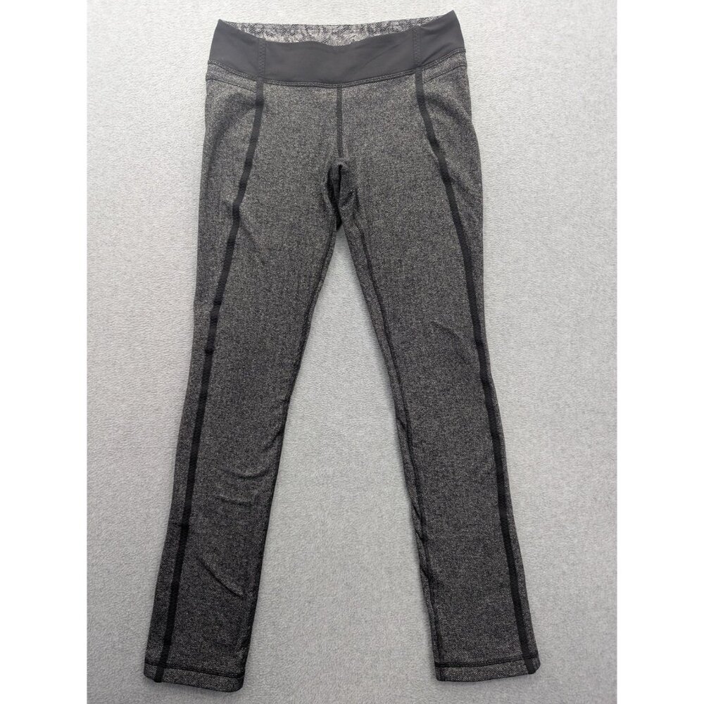 Lululemon Leggings Womens M Gray Chevron Herringbone Ankle Stretch Yoga Pants